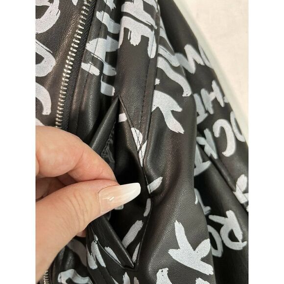 Disney D-Signed Girls Large Black Moto Faux Leather Jacket Rock the Town - Picture 9 of 11